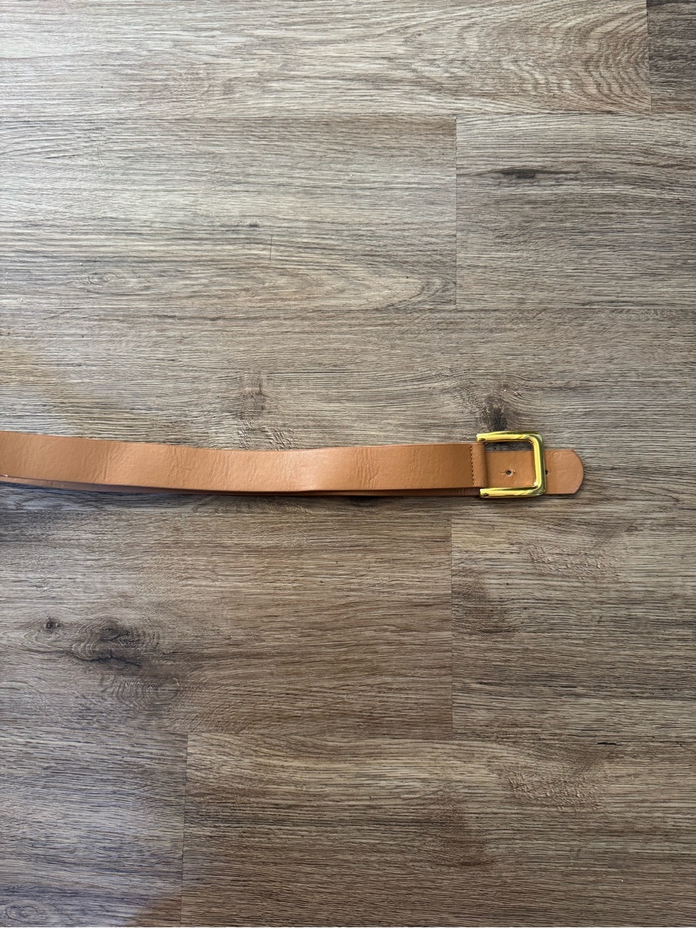 Classic Tan Leather Belt with Brass Buckle